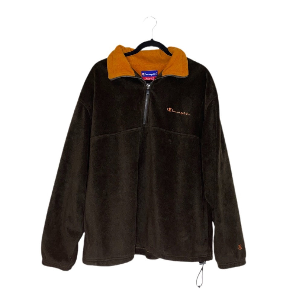 Champion Fleece Quarter Zip Drawstring Hem Size L